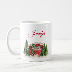Mug Thème extérieur du camping de Noël Trailer