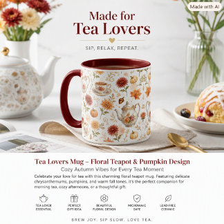 Mug Thème floral de citrouille pour la fête du thé d'a