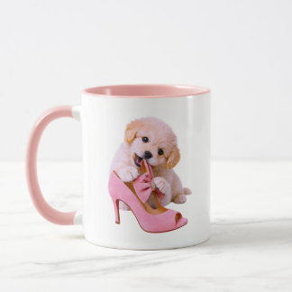 Mug Thème rose chien glamour chiot mignon