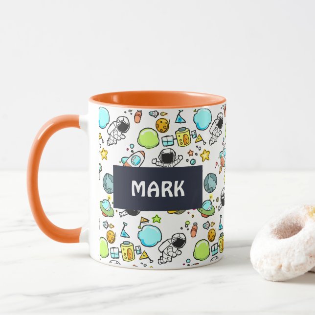 Mug Thème spatial cool - Astronauts & Rocket Ship (Avec donut)
