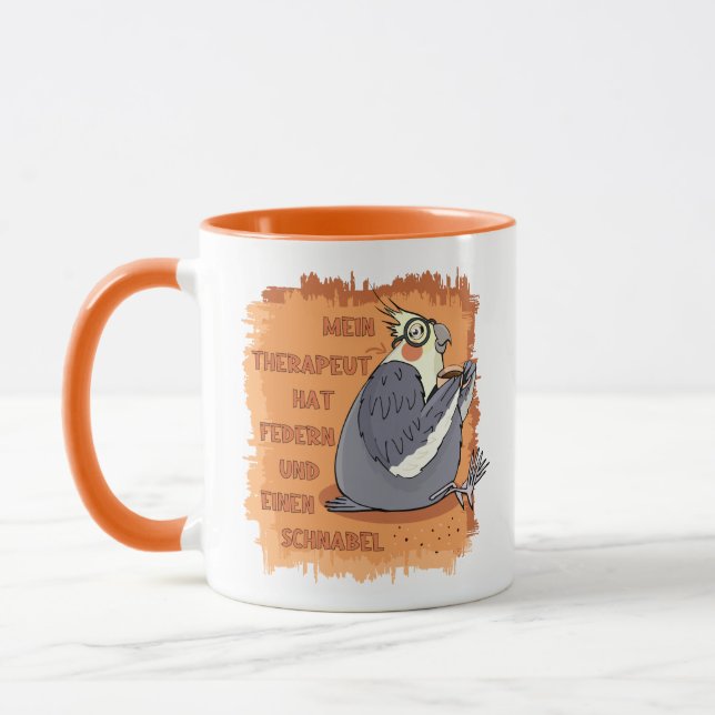 Mug Therapeut mit Federn & Schnabel. Nymphensittich (Gauche)