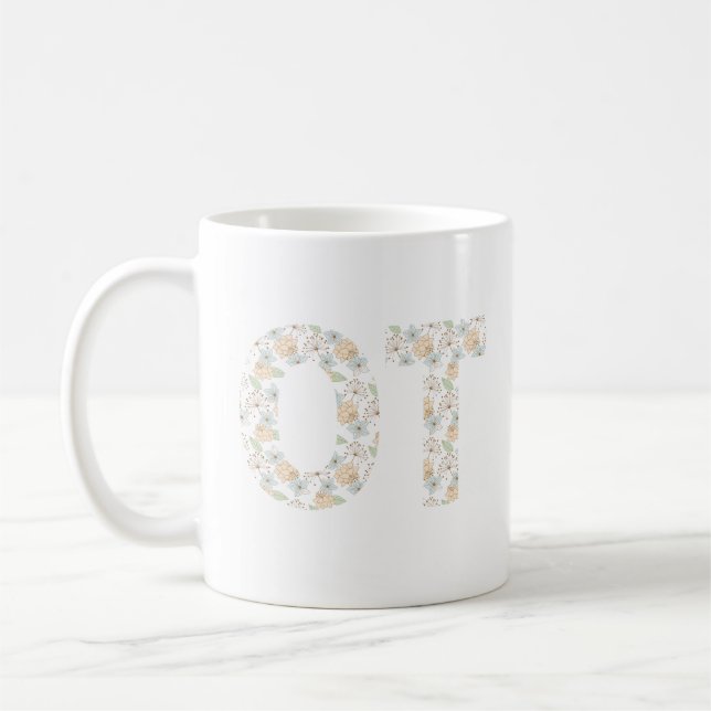 Mug Thérapie ergothique Design de texte floral (Gauche)