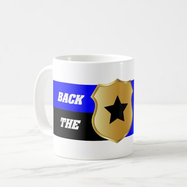 Mug Thin Blue Line, Soutenez Les Bleus (Devant gauche)