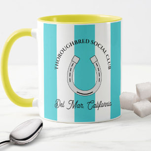 Mug Thoroughbred Social Club Turquoise Stripes Horse