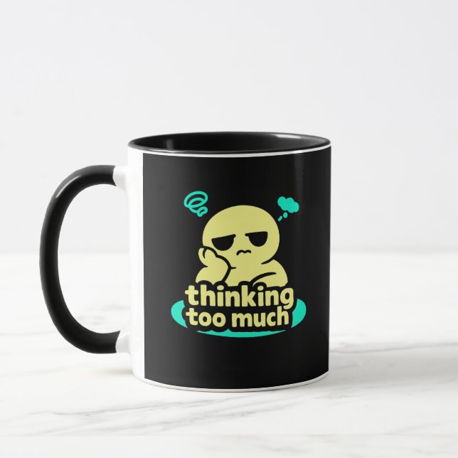 Mug Thoughts on Repeat – Cute Overthinking Coffee (Gauche)