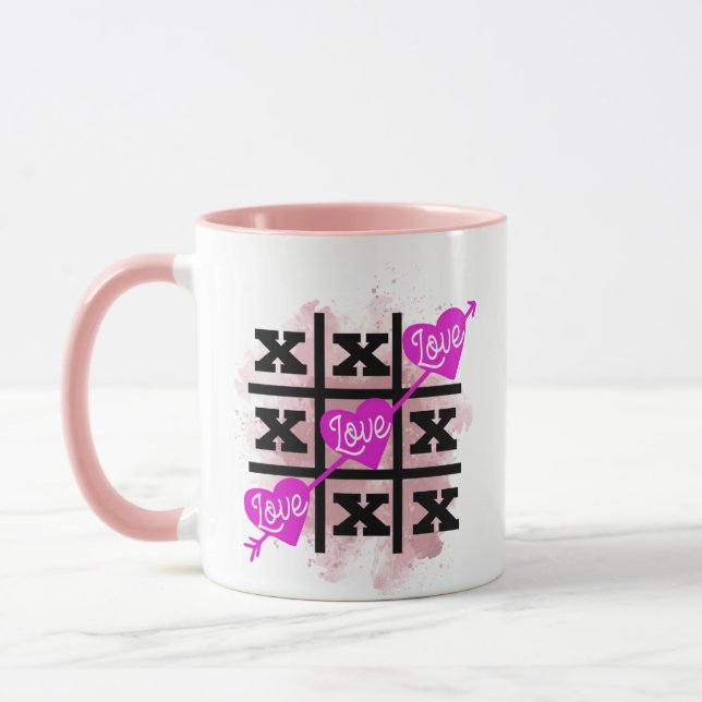 Mug Tic Tac Toe valentines Coeurs Cadeau (Gauche)