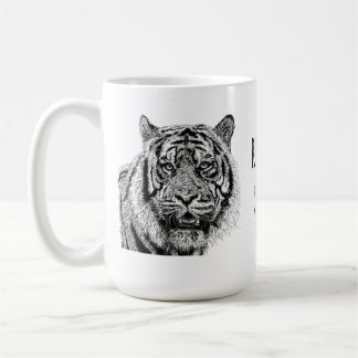 Mug Tiger  Black and White Monogram Saying