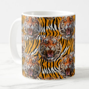 Mug Tiger Tête Sur Tiger Skin Design Poster de animal