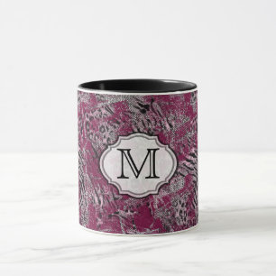 Mug Tigre de léopard gris Burgundy tacheté peau d'anim