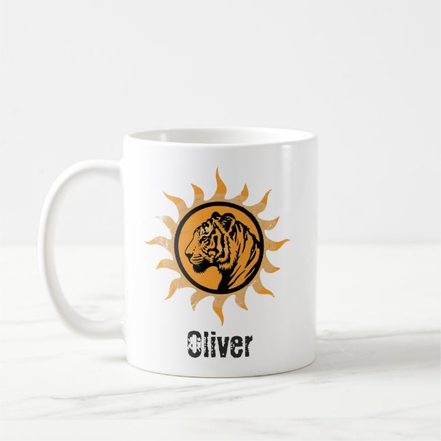 Mug Tigre faune vintage Soleil (Gauche)