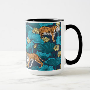 Mug Tigres dans l'étang jaune de lotus