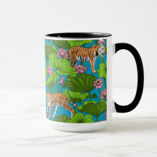 Mug Tigres dans l'étang rose lotus