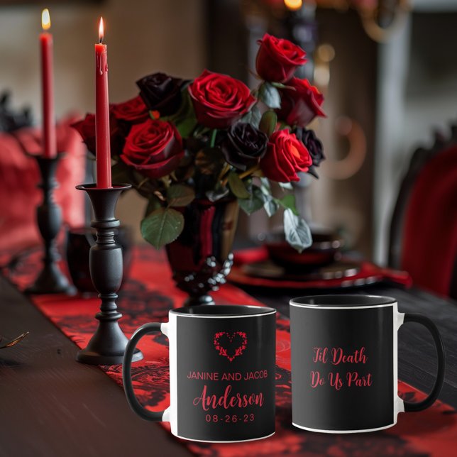 Mug Til Death Do Us Part Gothique Moody Noir et Rouge (Créateur téléchargé)