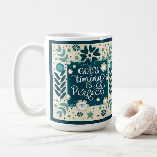 Mug Timing de Dieu Turquoise bleu Inspiration Citation