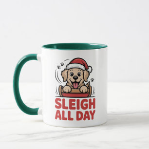 Mug Tireur de Luge Toute la Journée Rétreiver Joyeux N