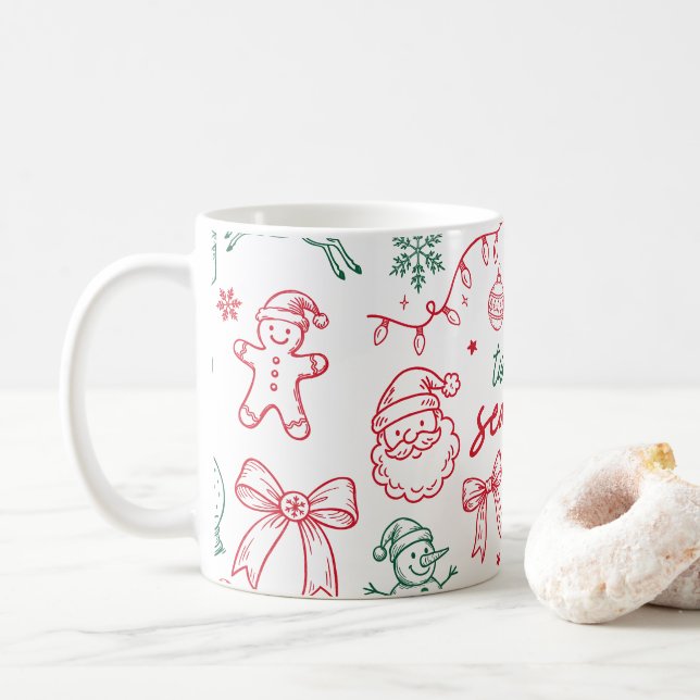 Mug Tis the Season - Christmas Doodle (Avec donut)