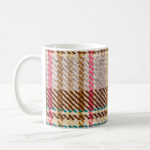 Mug Tissu à damiers Brown, laine écossaise.