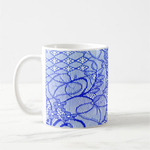 Mug Tissu dentelé en bleu. Patch dentelle Royal Blue C