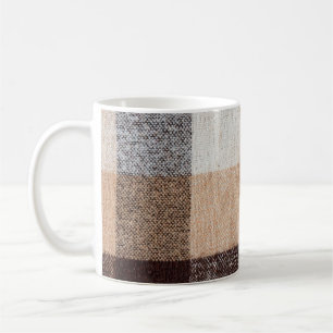 Mug Tissu en laine Brown à damiers plaid. tartan