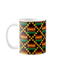 Tissu Kente noir, vert, rouge et jaune