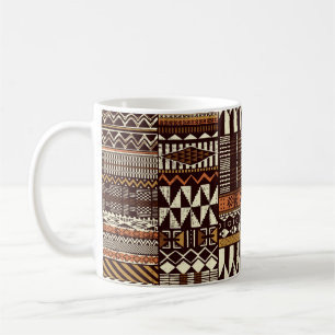 Mug Tissu tribal africain patchwork abstrait vin