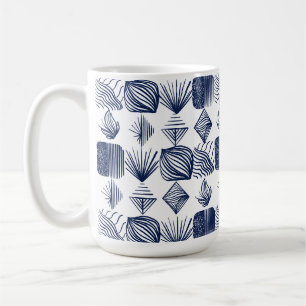 Mug Tissu Tribal des Caraïbes : blanc, bleu marine