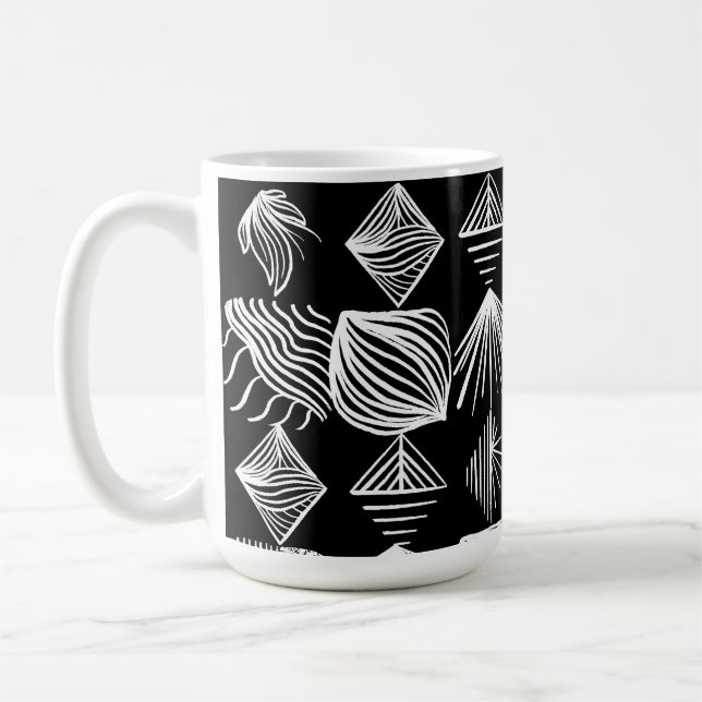 Mug Tissu Tribal des Caraïbes en gras - noir et blanc, (Gauche)