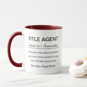 Mug Titre d'agent personnalisé drôle Définition de l'a