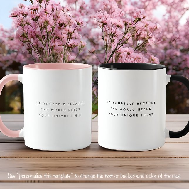 Mug Titre léger unique Police gris tendance deux tons (Créateur téléchargé)