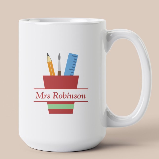 Mug Titulaire de crayon Monogramme enseignant Merci ca (Pencil Holder Monogram Teacher Thank You Gift Coffee Mug)