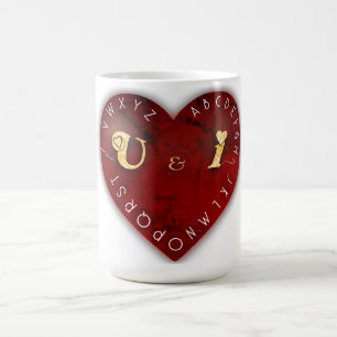 Mug Toi et moi - jeu d'alphabet sur un cœur rouge