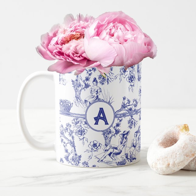 Mug Toile bleue et blanche de Jouy Fête des mariées (Créateur téléchargé)