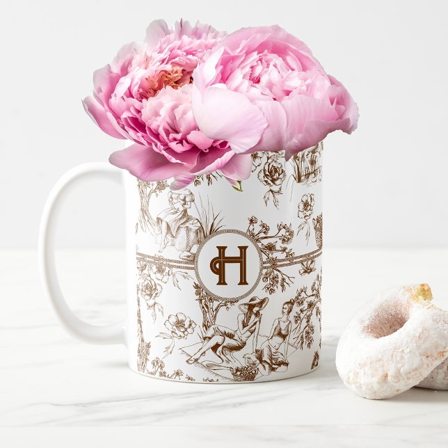Mug Toile Brown et blanche de Jouy Fête des mariées Ca (Créateur téléchargé)