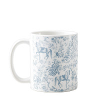 Toile de Jouy Équestre Fleurie Bleue Élégante
