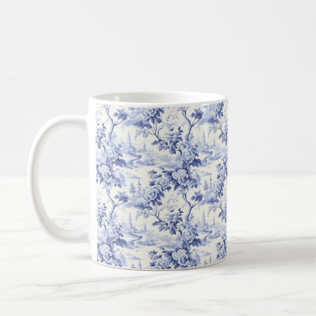 Mug Toile vintage Florale Bleu (Gauche)