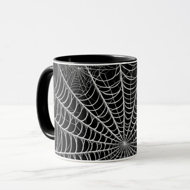 Mug Toiles d'araignées noires et blanches Spider Web H (Devant gauche)