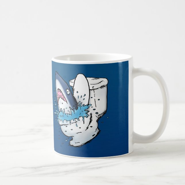 Mug Toilette Shark Funny Blue Cartoon (Droite)
