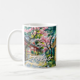 Mug Tokyo Cerisier à Fleur Aquarelle Japon Traditionne