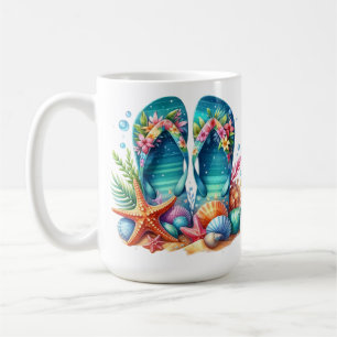 MUG TONGUES DE PLAGE D'ÉTÉ AUX COQUILLAGES DE COULEURS