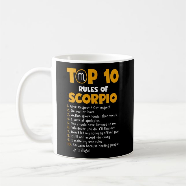 Mug Top 10 des règles de Scorpio Cadeaux d'anniversair (Gauche)