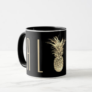 Mug Topographie tropicale d'or d'ananas Aloha