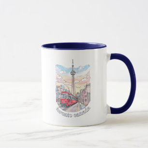 Mug Toronto Ontario Canada Aquarelle Skyline CN Tower