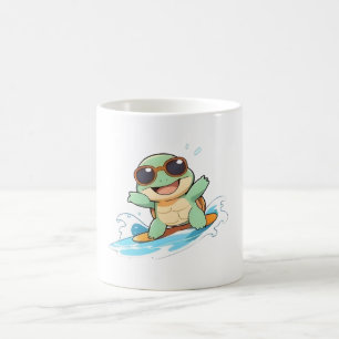 Mug Tortue Chibi Mignonne Design de Plage d'Été de Sur