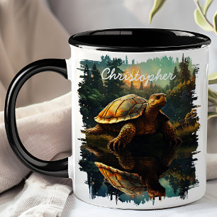 Mug Tortue dans la réflexion forestière
