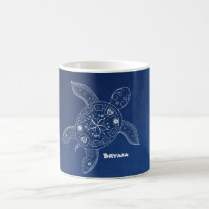 Mug Tortue de mer hawaïenne blanche sur plage bleue tr