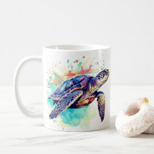 Mug Tortue de mer Peinture d'aquarelle de natation