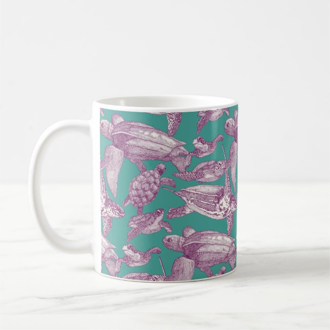 Mug tortues de mer violet turquoise (Gauche)