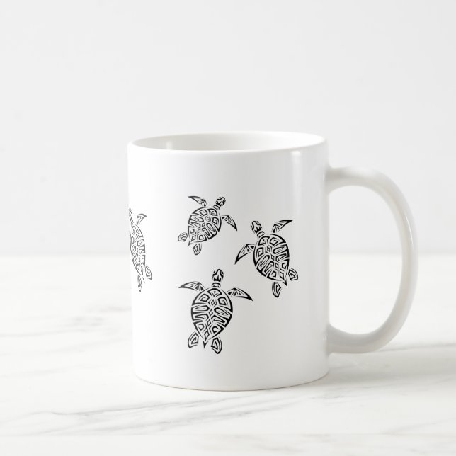 Mug Tortues Tatouage Tribal Animal côtier noir (Droite)