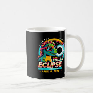 Mug Total Éclipse Solaire 2024 T-rex Portant du verre