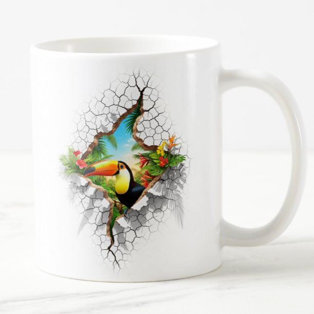 Mug Toucan Coloré En Regardant À Travers Wall Portal (Créateur téléchargé)